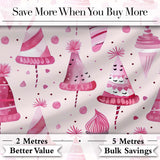 Cute Pink Christmas Party Hats Fun Seamless Pattern Digital Print Fabric by the Metre UK Sewing Quilting Textile