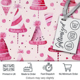 Cute Pink Christmas Party Hats Fun Seamless Pattern Digital Print Fabric by the Metre UK Sewing Quilting Textile