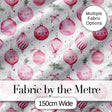 Watercolor Pink Christmas Baubles Ribbon Pine Seamless Pattern Digital Print Fabric by the Metre UK Sewing Quilting Textile