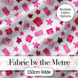 Cute Pink Gift Boxes Stars Festive Christmas Seamless Pattern Digital Print Fabric by the Metre UK Sewing Quilting Textile