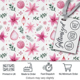Soft Pink Floral Christmas Elements Ornaments Seamless Pattern Digital Print Fabric by the Metre UK Sewing Quilting Textile