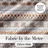 Neutral Beige Knitted Nordic Winter Fair Isle Seamless Pattern Digital Print Fabric by the Metre UK Sewing Quilting Textile