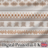 Neutral Beige Knitted Nordic Winter Fair Isle Seamless Pattern Digital Print Fabric by the Metre UK Sewing Quilting Textile