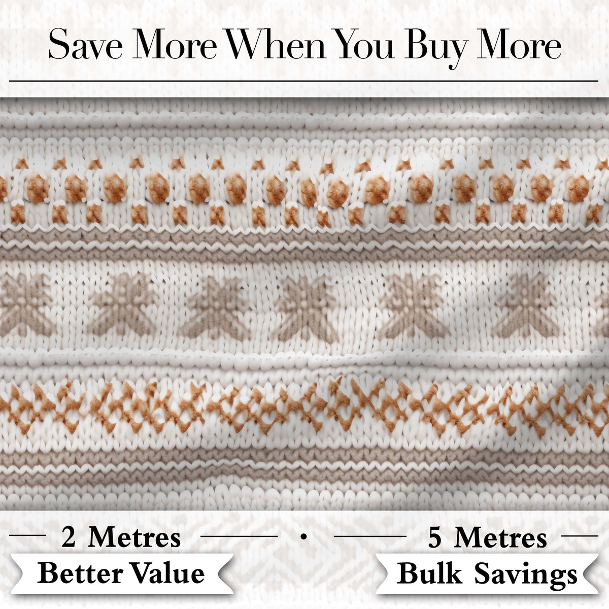 Neutral Beige Knitted Nordic Winter Fair Isle Seamless Pattern Digital Print Fabric by the Metre UK Sewing Quilting Textile