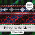 Blue Red Christmas Reindeer Snowflake Knit Seamless Pattern Digital Print Fabric by the Metre UK Sewing Quilting Textile