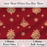 Festive Red Gold Christmas Tree Snowflake Knit Seamless Pattern Digital Print Fabric by the Metre UK Sewing Quilting Textile