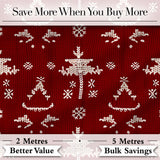 Red Nordic Snowflake Reindeer Knitted Seamless Pattern Digital Print Fabric by the Metre UK Sewing Quilting Textile