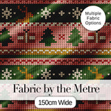 Cute Reindeer Gift Box Nordic Knit Seamless Pattern Digital Print Fabric by the Metre UK Sewing Quilting Textile