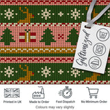 Cute Reindeer Gift Box Nordic Knit Seamless Pattern Digital Print Fabric by the Metre UK Sewing Quilting Textile