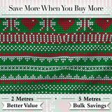 Green Red White Classic Nordic Knit Stripe Seamless Pattern Digital Print Fabric by the Metre UK Sewing Quilting Textile