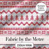 Minimal Red White Nordic Pixel Christmas Knit Seamless Pattern Digital Print Fabric by the Metre UK Sewing Quilting Textile