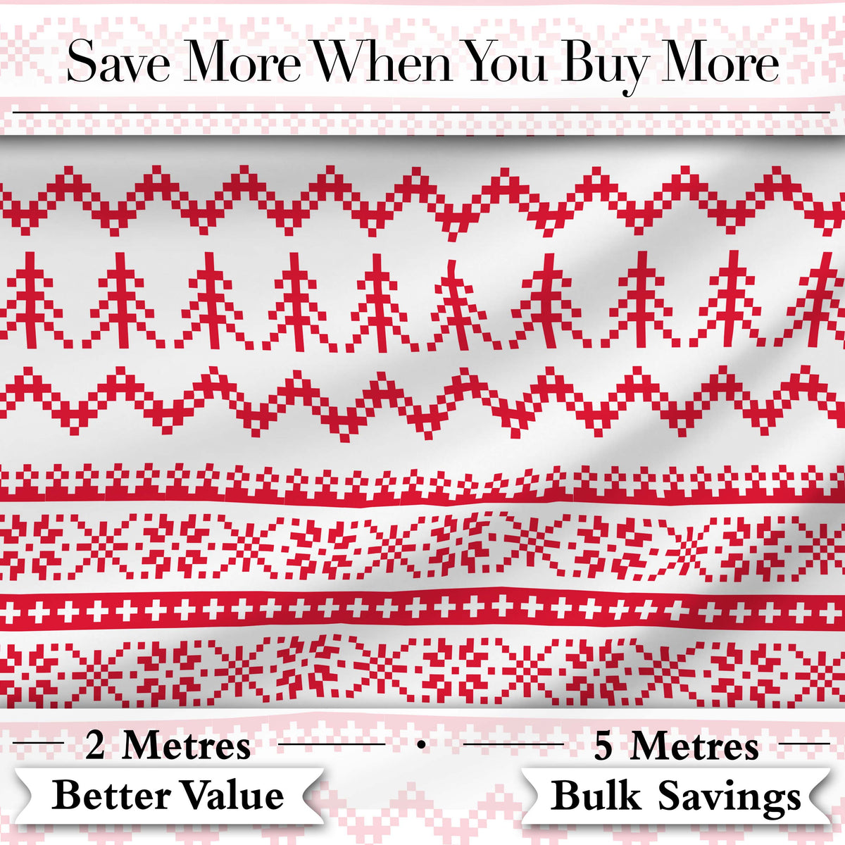 Minimal Red White Nordic Pixel Christmas Knit Seamless Pattern Digital Print Fabric by the Metre UK Sewing Quilting Textile