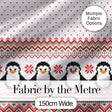 White Red Green Nordic Penguin Snowflake Knit Seamless Pattern Digital Print Fabric by the Metre UK Sewing Quilting Textile