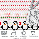 White Red Green Nordic Penguin Snowflake Knit Seamless Pattern Digital Print Fabric by the Metre UK Sewing Quilting Textile