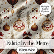 Elegant Red Gold Christmas Baubles Pine Branch Seamless Pattern Digital Print Fabric by the Metre UK Sewing Quilting Textile