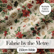 Festive Poinsettia Holly Berry Vintage Christmas Seamless Pattern Digital Print Fabric by the Metre UK Sewing Quilting Textile