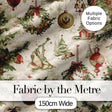 Rustic Christmas Wreath Bell Ornament Holiday Seamless Pattern Digital Print Fabric by the Metre UK Sewing Quilting Textile