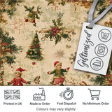 Vintage Christmas Children Tree Holiday Festive Seamless Pattern Digital Print Fabric by the Metre UK Sewing Quilting Textile