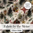 Christmas Ornament Star Pine Branch Festive Seamless Pattern Digital Print Fabric by the Metre UK Sewing Quilting Textile