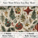 Christmas Ornament Star Pine Branch Festive Seamless Pattern Digital Print Fabric by the Metre UK Sewing Quilting Textile