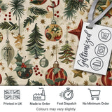 Christmas Ornament Star Pine Branch Festive Seamless Pattern Digital Print Fabric by the Metre UK Sewing Quilting Textile