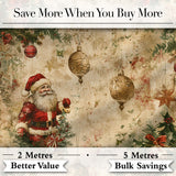 Rustic Vintage Santa Pine Branch Ornament Seamless Pattern Digital Print Fabric by the Metre UK Sewing Quilting Textile