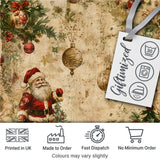 Rustic Vintage Santa Pine Branch Ornament Seamless Pattern Digital Print Fabric by the Metre UK Sewing Quilting Textile