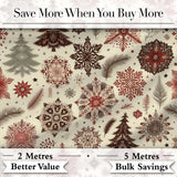Classic Christmas Snowflake Pine Branch Winter Seamless Pattern Digital Print Fabric by the Metre UK Sewing Quilting Textile
