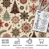 Classic Christmas Snowflake Pine Branch Winter Seamless Pattern Digital Print Fabric by the Metre UK Sewing Quilting Textile