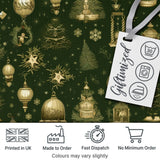 Luxury Christmas Gold Ornament Tree Winter Seamless Pattern Digital Print Fabric by the Metre UK Sewing Quilting Textile