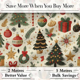 Festive Christmas Ornament Candy Cane Tree Holiday Seamless Pattern Digital Print Fabric by the Metre UK Sewing Quilting Textile