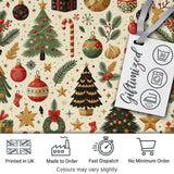 Festive Christmas Ornament Candy Cane Tree Holiday Seamless Pattern Digital Print Fabric by the Metre UK Sewing Quilting Textile