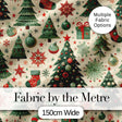 Vintage Snowman Candy Cane Christmas Tree Cute Seamless Pattern Digital Print Fabric by the Metre UK Sewing Quilting Textile