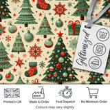 Vintage Snowman Candy Cane Christmas Tree Cute Seamless Pattern Digital Print Fabric by the Metre UK Sewing Quilting Textile