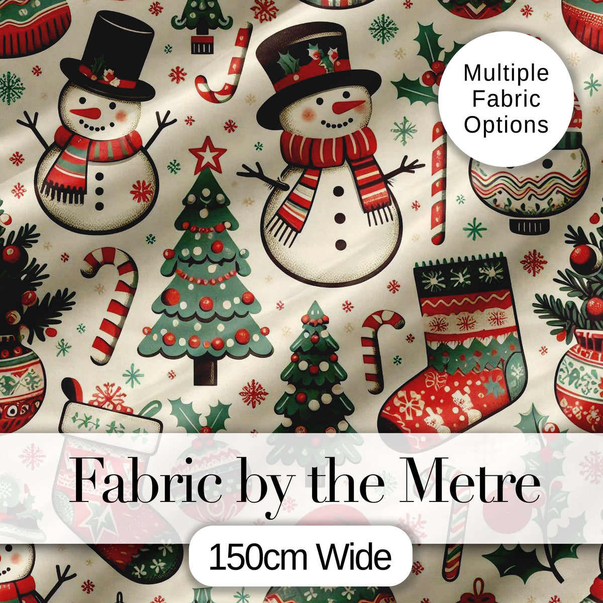 Christmas Tree Star Gift Ornament Holiday Seamless Pattern Digital Print Fabric by the Metre UK Sewing Quilting Textile