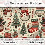 Christmas Tree Star Gift Ornament Holiday Seamless Pattern Digital Print Fabric by the Metre UK Sewing Quilting Textile