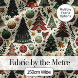 Decorative Christmas Tree Ornament Star Holiday Seamless Pattern Digital Print Fabric by the Metre UK Sewing Quilting Textile