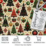 Luxury Christmas Tree Ornament Star Bauble Festive Seamless Pattern Digital Print Fabric by the Metre UK Sewing Quilting Textile