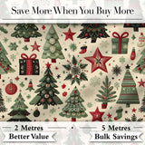 Elegant Christmas Tree Star Snowflake Gift Festive Seamless Pattern Digital Print Fabric by the Metre UK Sewing Quilting Textile