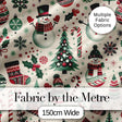 Cute Snowman Candy Cane Christmas Tree Festive Seamless Pattern Digital Print Fabric by the Metre UK Sewing Quilting Textile