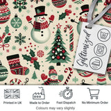 Cute Snowman Candy Cane Christmas Tree Festive Seamless Pattern Digital Print Fabric by the Metre UK Sewing Quilting Textile