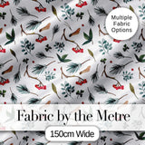 Winter Botanical Pine Branch Berry Nature Seamless Pattern Digital Print Fabric by the Metre UK Sewing Quilting Textile