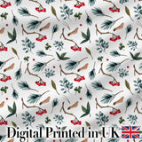 Winter Botanical Pine Branch Berry Nature Seamless Pattern Digital Print Fabric by the Metre UK Sewing Quilting Textile