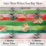 Watercolor Christmas Gift Boxes Pine Trees Striped Holiday Seamless Pattern Digital Print Fabric by the Metre UK Sewing Quilting Textile