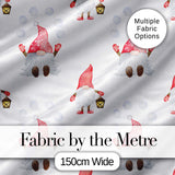 Cute Christmas Gnome Lantern Snow Polka Dot Seamless Pattern Digital Print Fabric by the Metre UK Sewing Quilting Textile