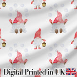 Cute Christmas Gnome Lantern Snow Polka Dot Seamless Pattern Digital Print Fabric by the Metre UK Sewing Quilting Textile