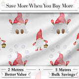 Cute Christmas Gnome Lantern Snow Polka Dot Seamless Pattern Digital Print Fabric by the Metre UK Sewing Quilting Textile