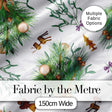 Elegant Christmas Pine Branch Mistletoe Ornament Bells Seamless Pattern Digital Print Fabric by the Metre UK Sewing Quilting Textile