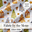 Rustic Wooden Christmas Tree House Button Craft Seamless Pattern Digital Print Fabric by the Metre UK Sewing Quilting Textile