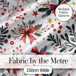 Watercolor Christmas Bow Berry Branch Festive Seamless Pattern Digital Print Fabric by the Metre UK Sewing Quilting Textile